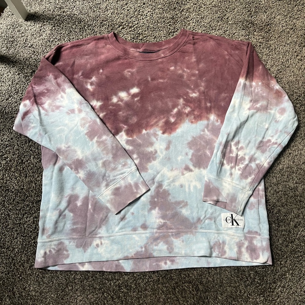 Calvin Klein Jeans Oversized Two-Tone Tie Dye Sweatshirt Women’s Size Large
